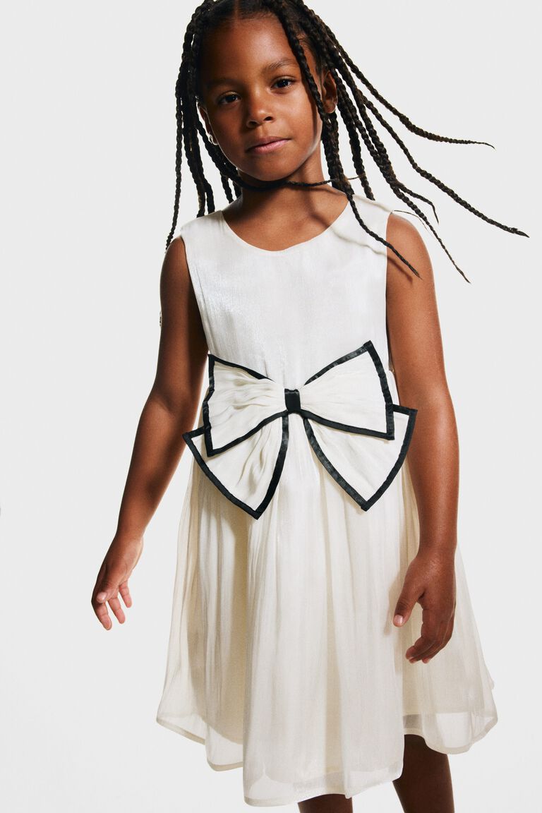 Bow-detail organza dress