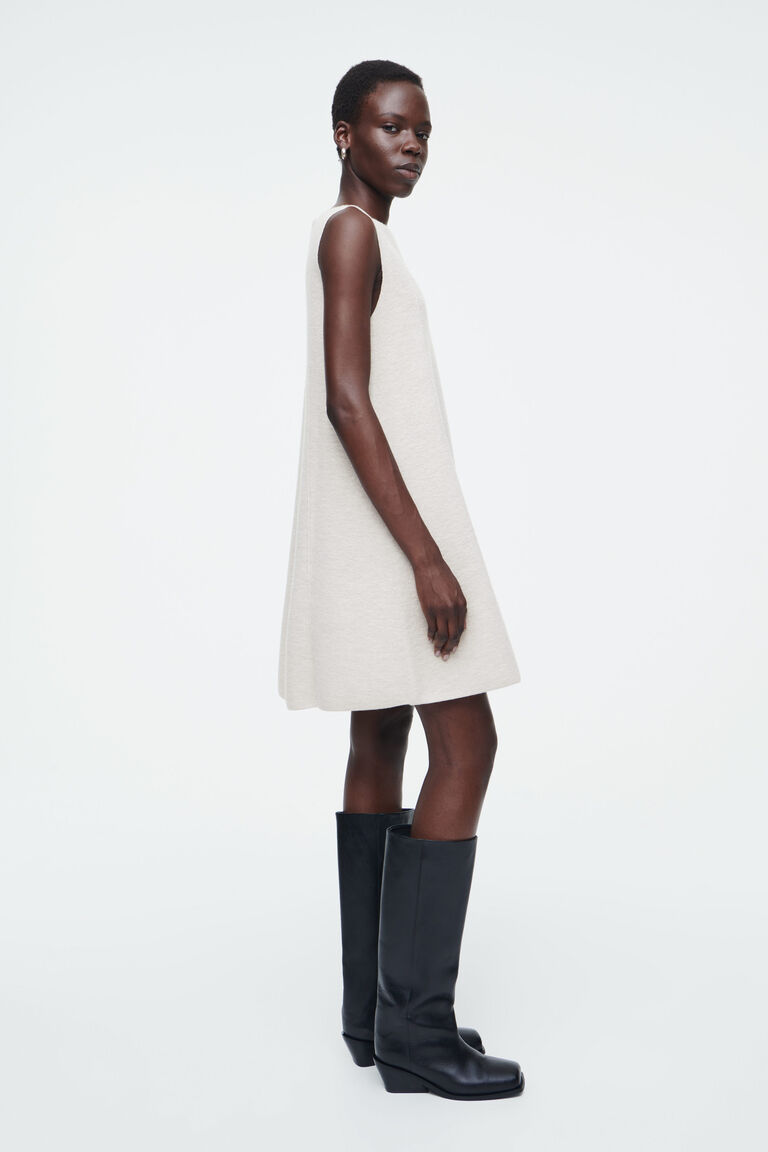 PANELLED WOOL SHIFT DRESS