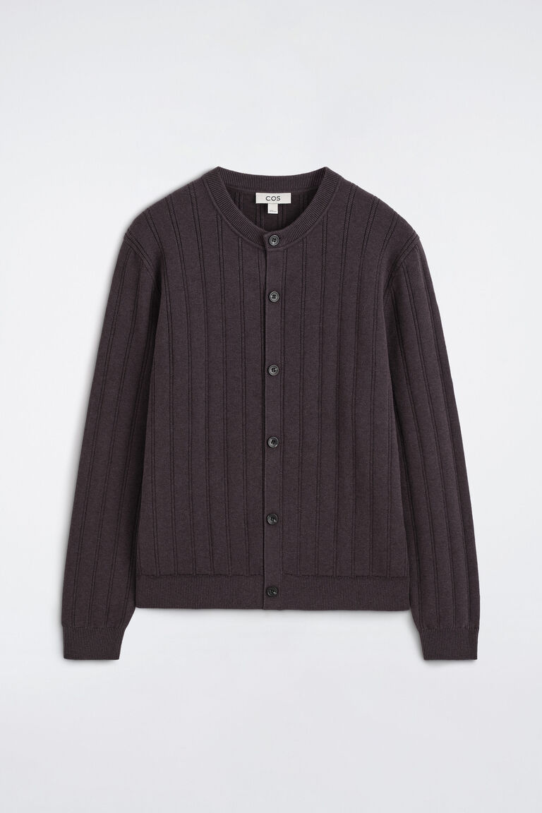RIBBED WOOL-COTTON CARDIGAN