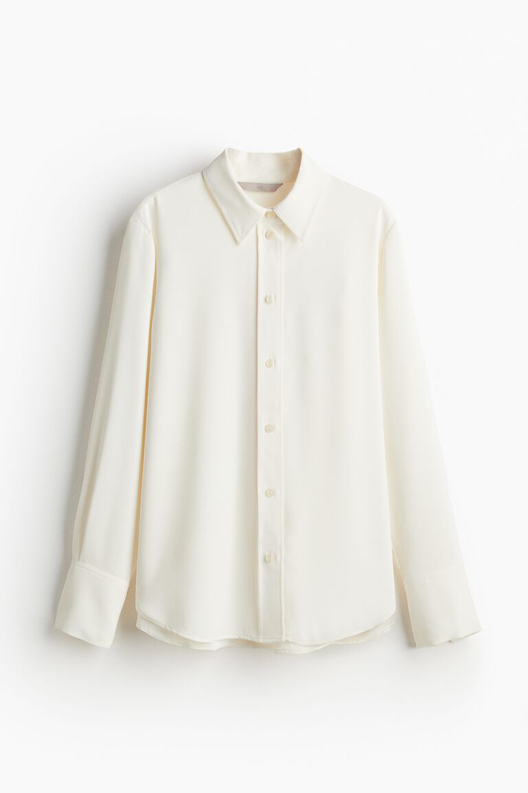 0090~Zipped Closure and Sleeve Silk Shirt
