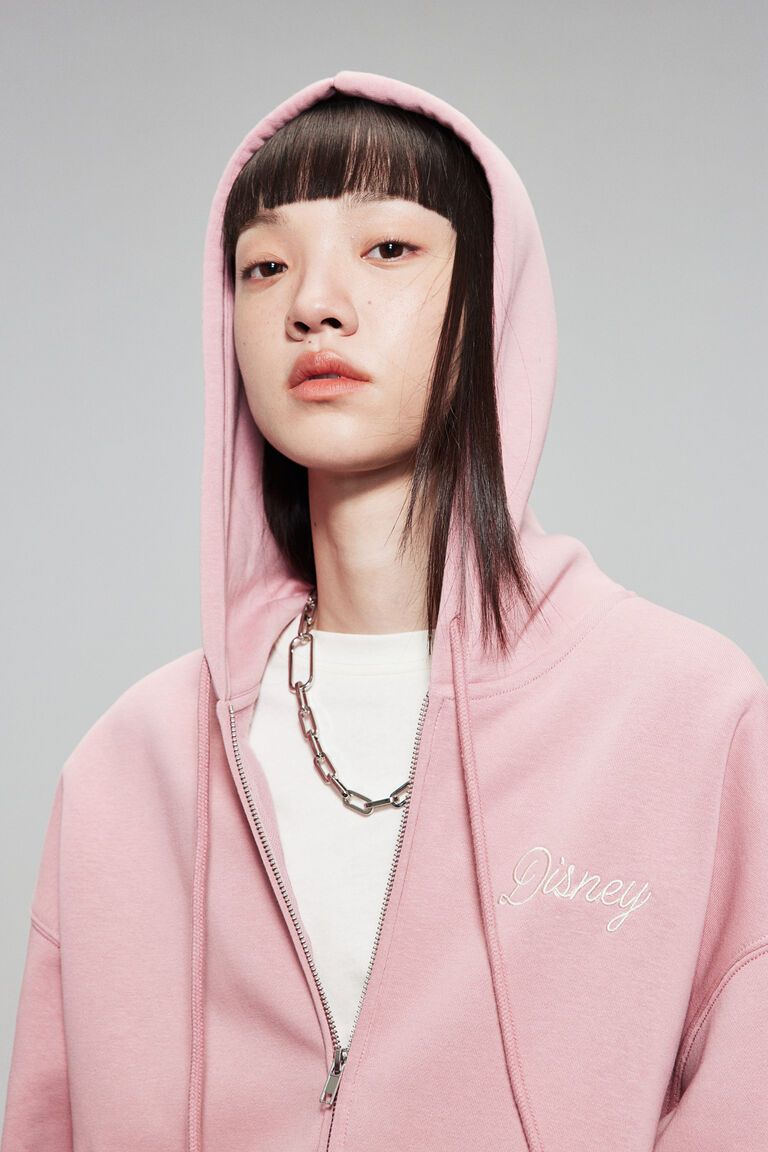 Oversized printed zip-through hoodie