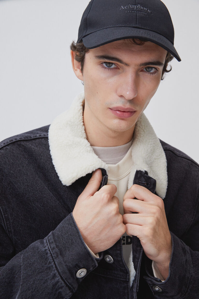 Amara Black Suede Contrast Lining Borg Jacket