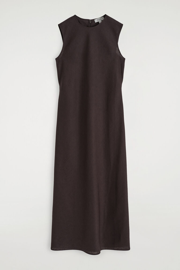 BIAS-CUT LINEN-BLEND MIDI DRESS