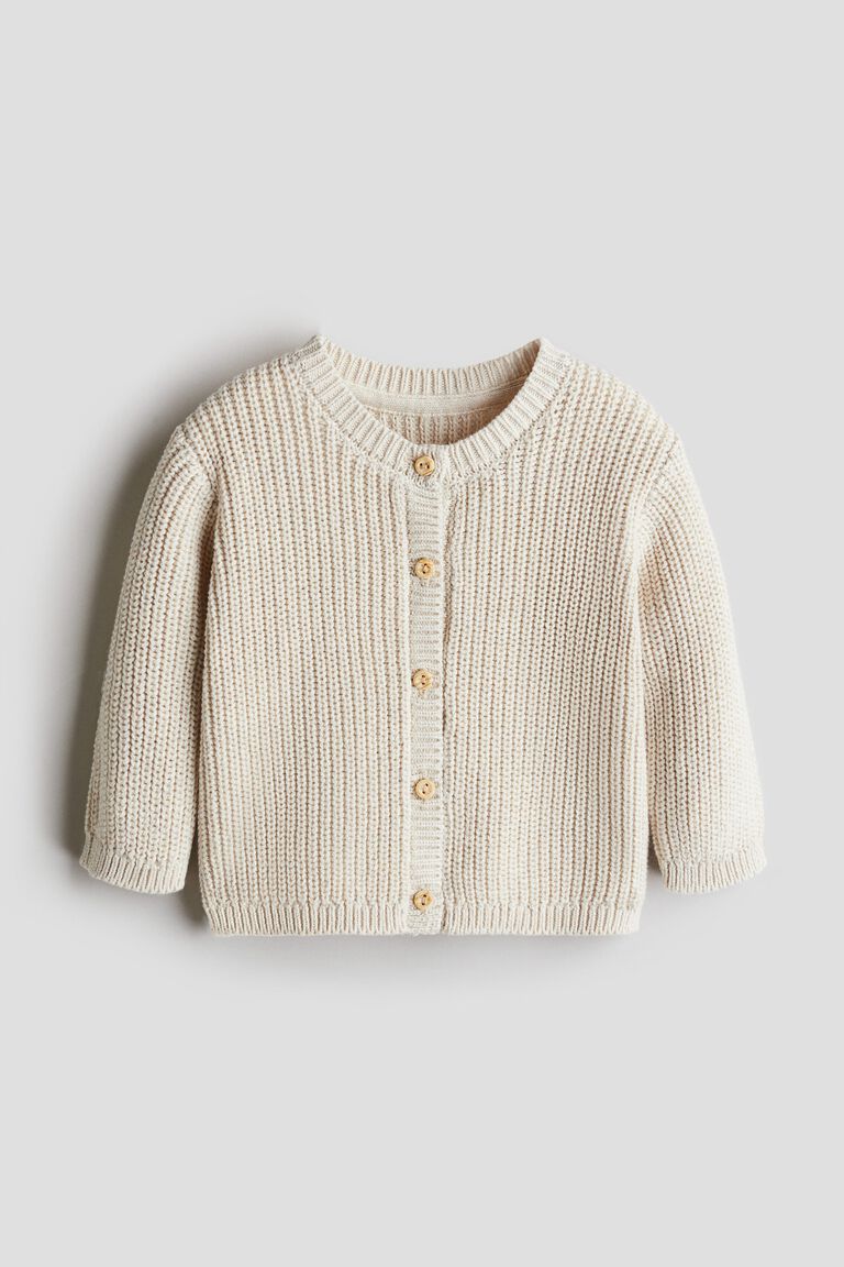 Patent-knit cardigan
