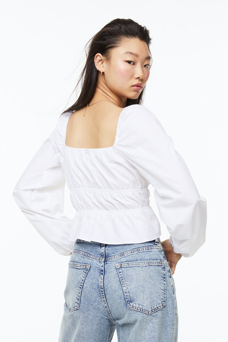 Tropical Peplum White Blouse main image 1