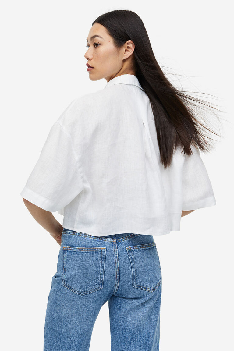Off-White Linen Blend Oversized Shirt main image 0