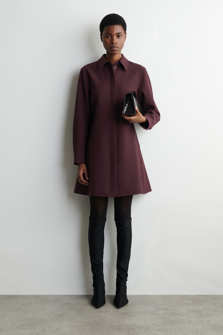LONG-SLEEVED MINI SHIRT DRESS