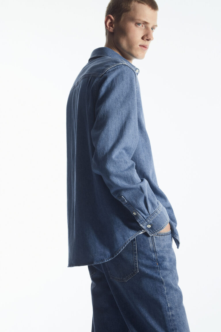 LINEN-BLEND DENIM SHIRT