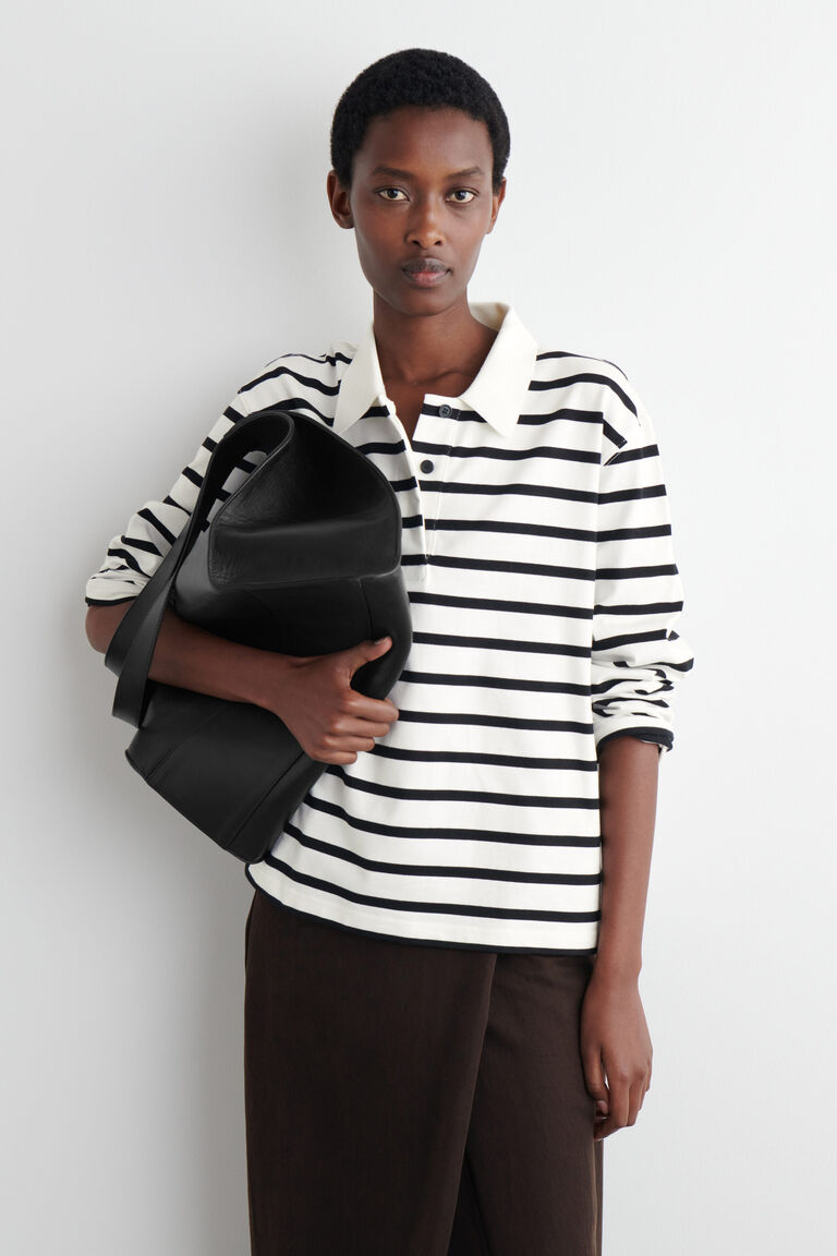 NO RETURN & EXCHANGE - RELAXED STRIPED LONG-SLEEVED POLO SHIRT