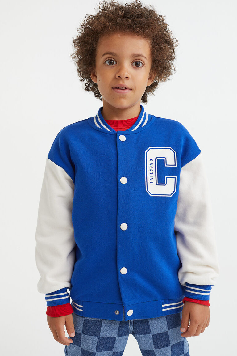 Oversized printed baseball jacket