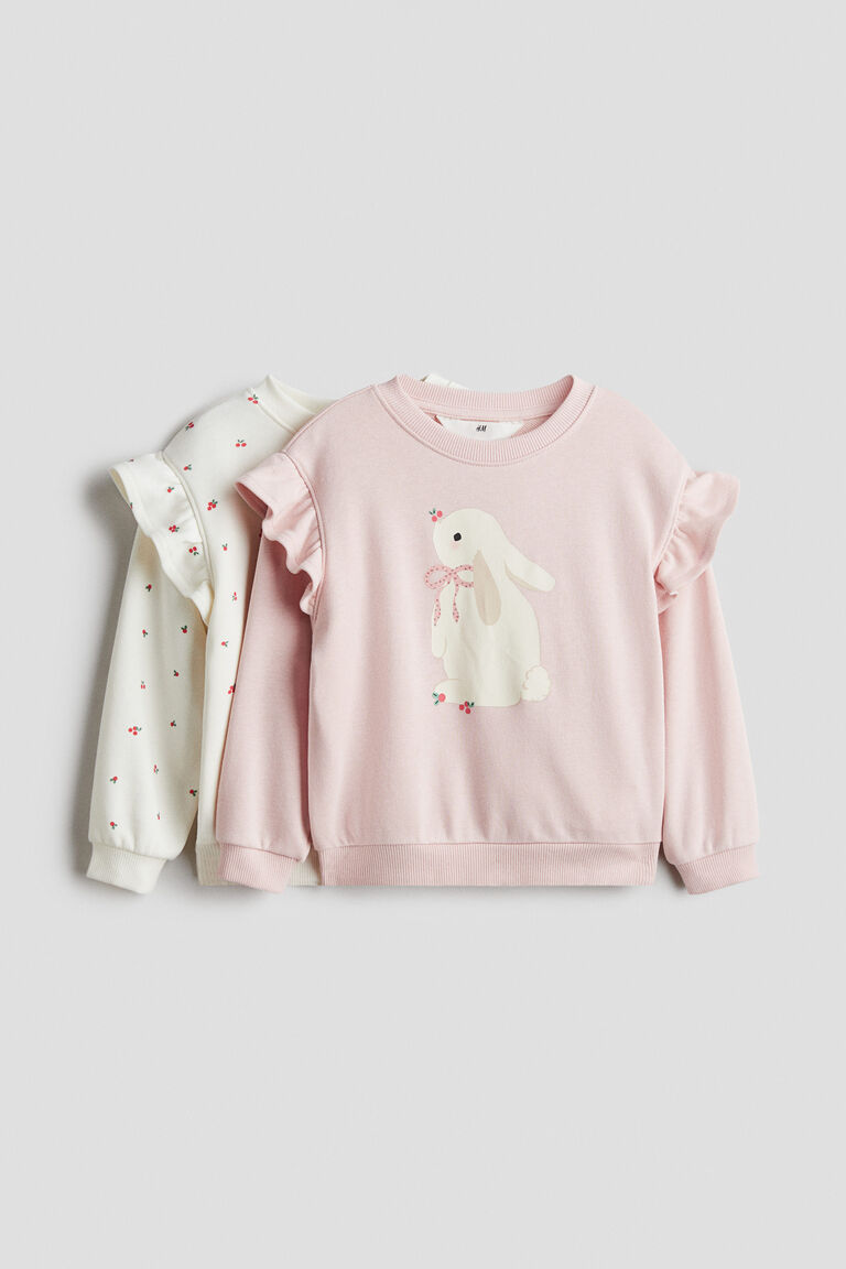 2-pack frill-trimmed sweatshirts