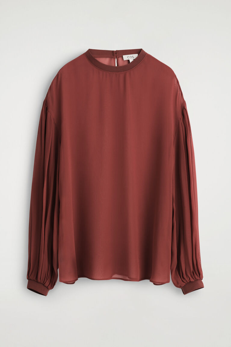 SHEER BALLOON-SLEEVE BLOUSE