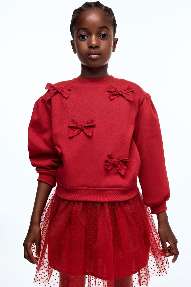 Appliquéd brushed-inside sweatshirt