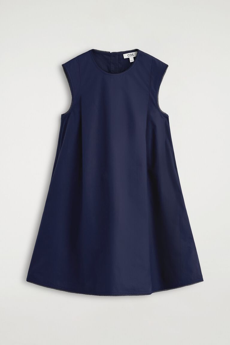 PICOT-TRIMMED PLEATED MINI DRESS