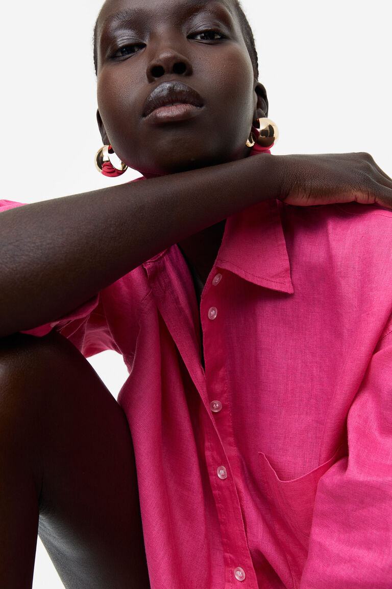 Oversized Linen Rose Shirt main image 1