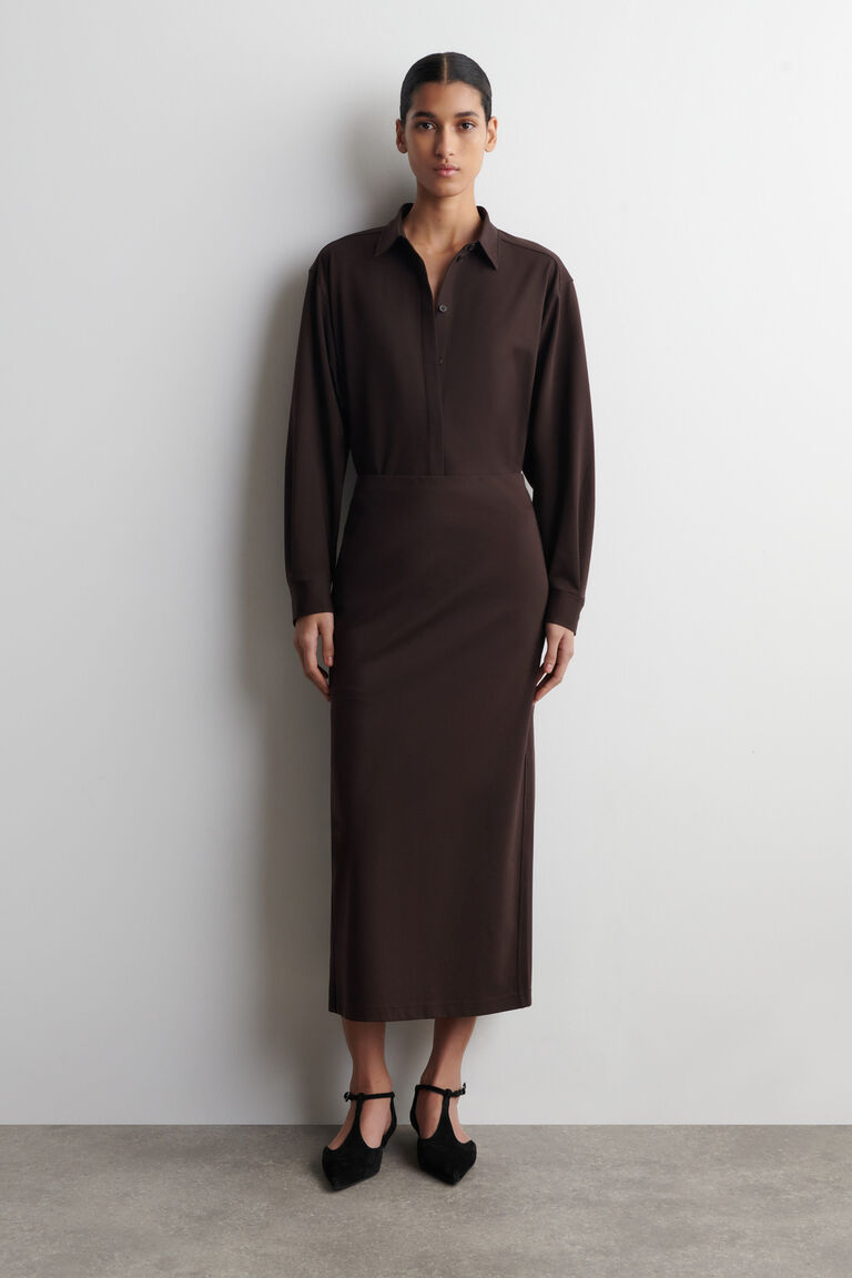JERSEY MIDI PENCIL SKIRT