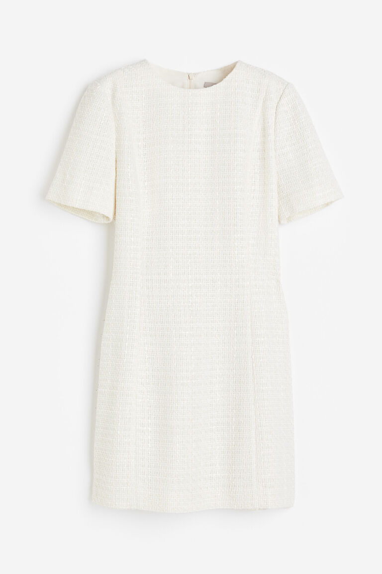 Wool Bouclé Dress in Red and Blue
