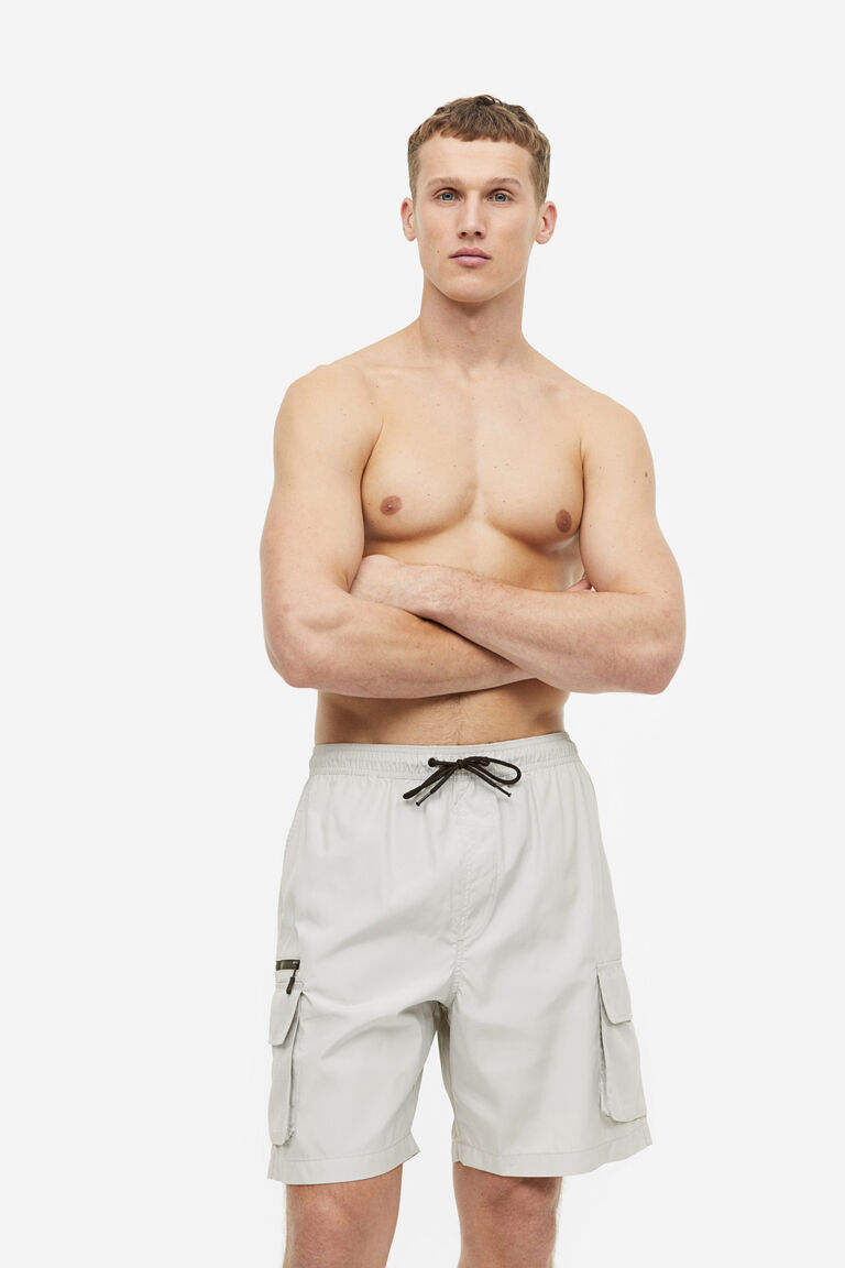 Kneelength cargo swim shorts