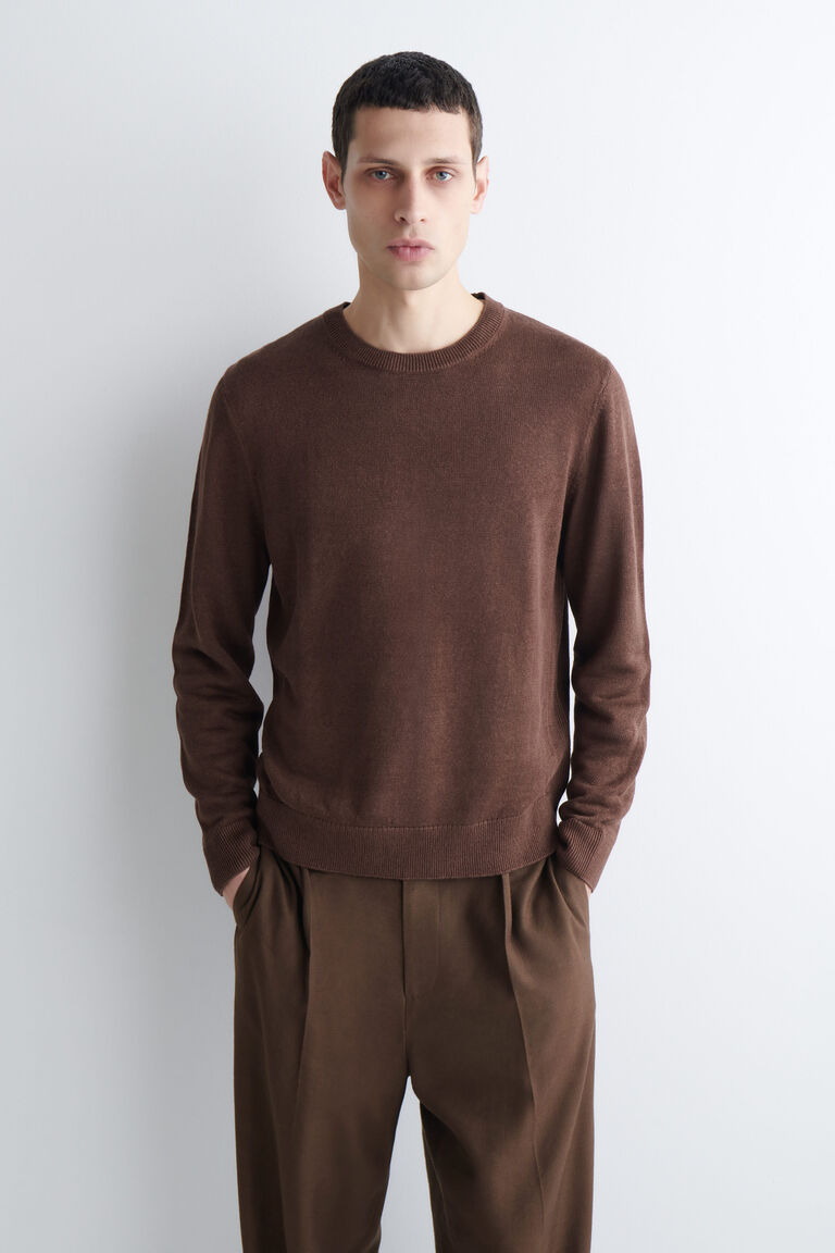 KNITTED LINEN CREW-NECK JUMPER