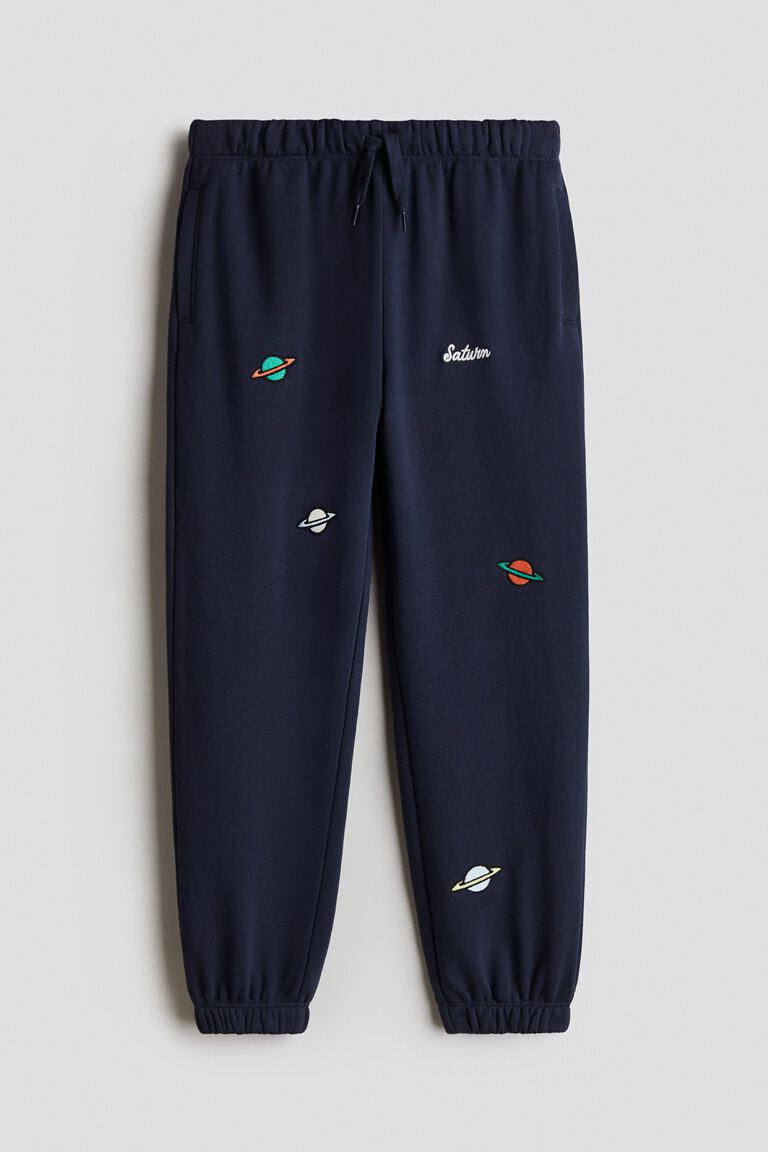 Embroidery-detail cotton joggers