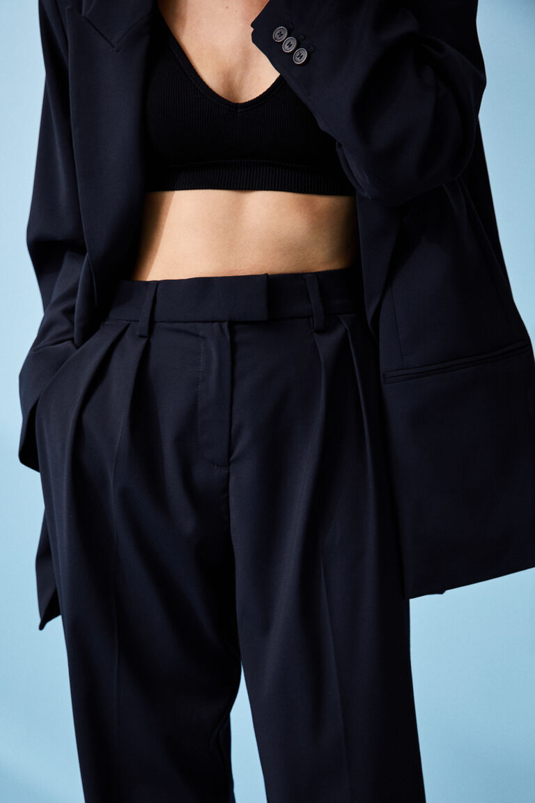 High-Waisted Tailored Trousers with Unique Overlap Detailing main image 1