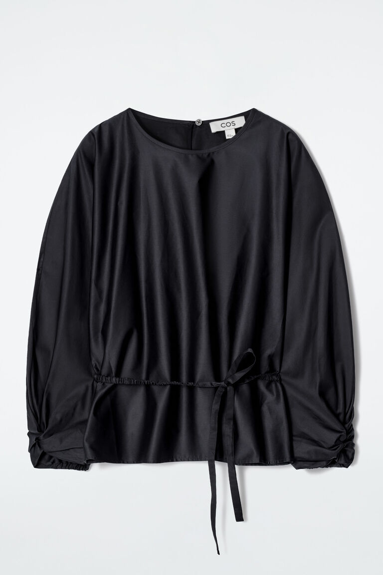 DRAWSTRING PEPLUM BLOUSE