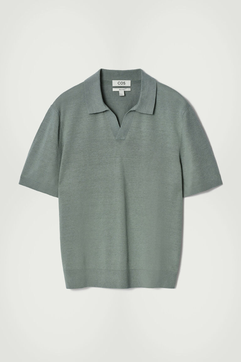 KNITTED LINEN POLO SHIRT