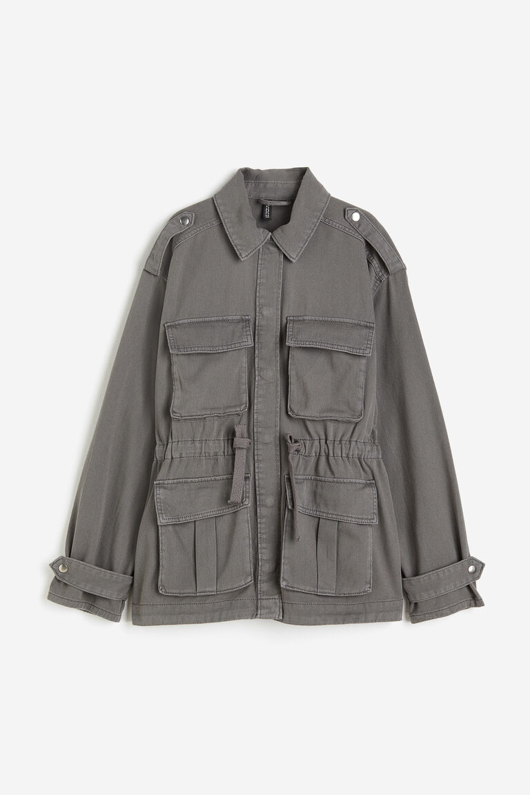Black Twill Utility Drawstring Jacket main image 0