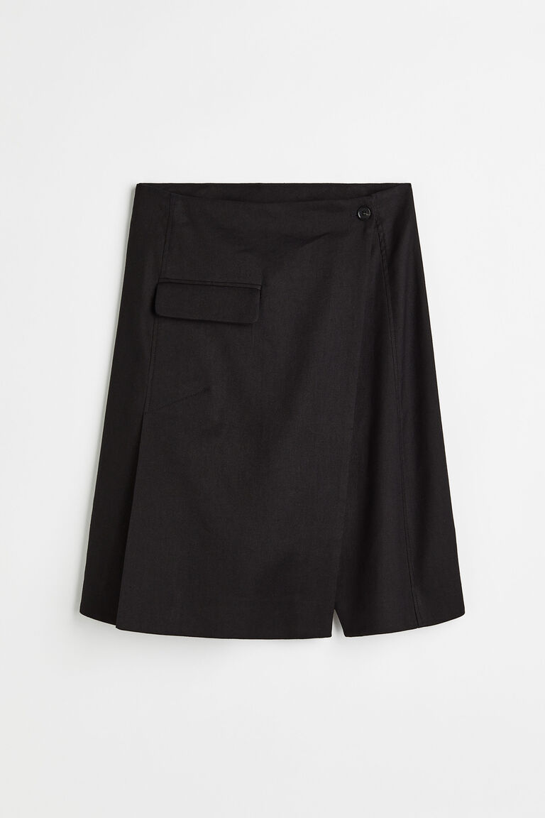 Linenblend wrapover skirt
