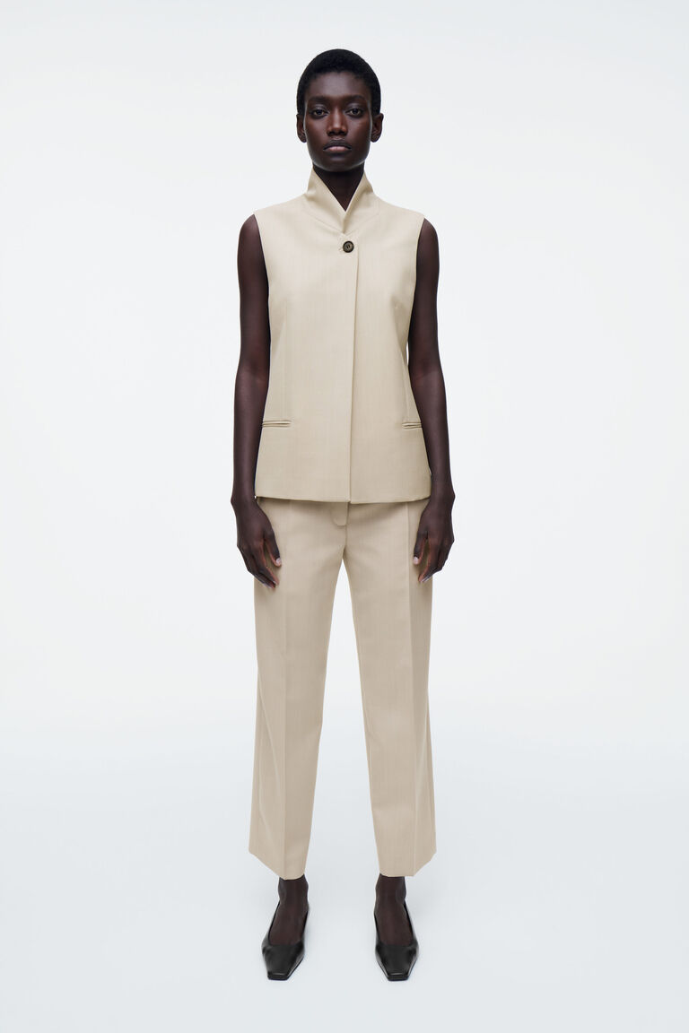 WOOL SLIM-LEG TROUSERS
