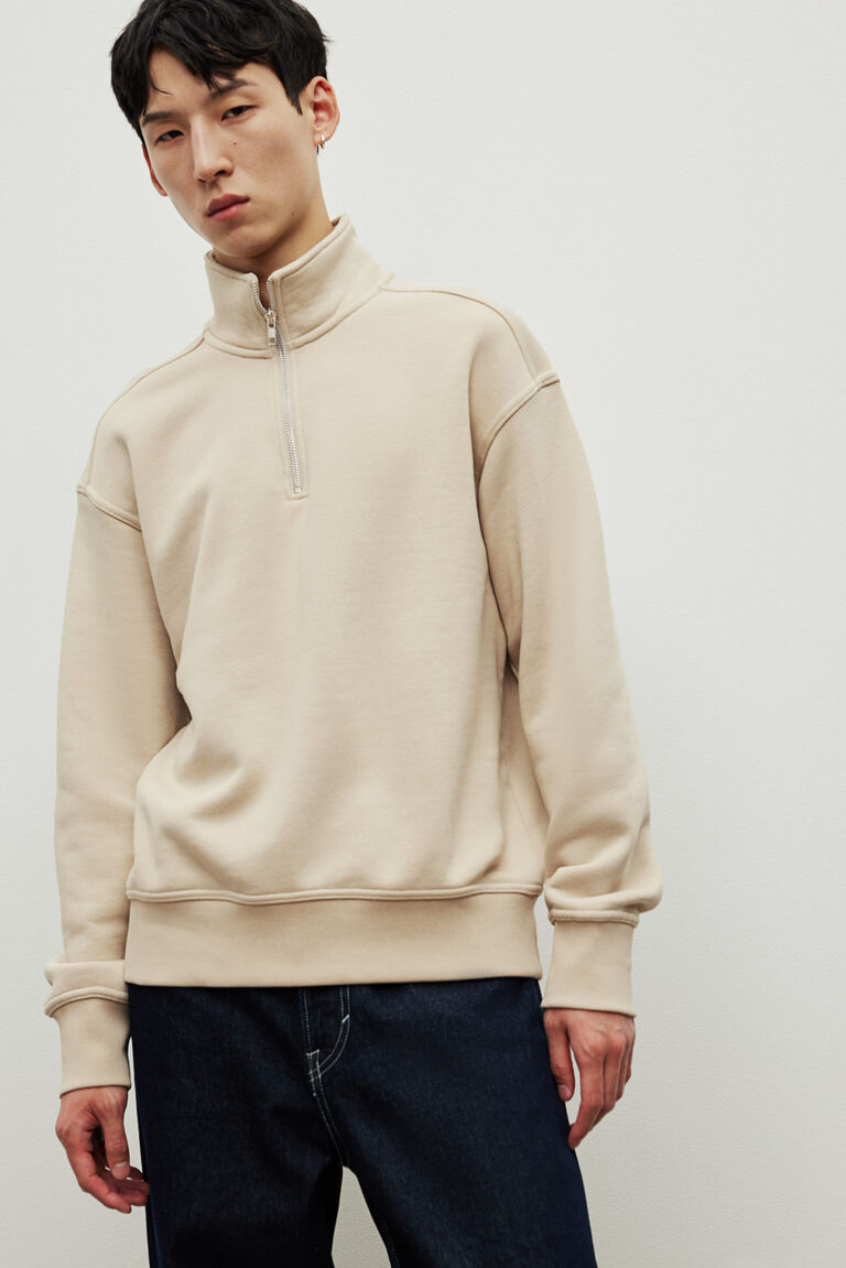 ◎SATUR◎ Lawton loose fit hooded zip-up resort cream SA243M Lacoste Unisex Loose Fit Hooded Organic Cotton Sweatshirt