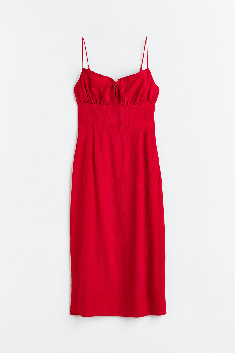 Hannah Tie Detail Tiered Denim Dress