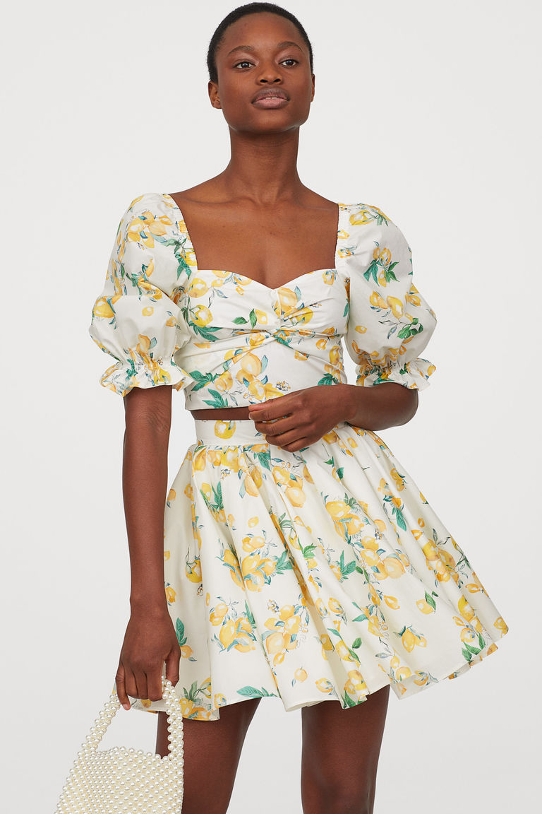h&m lemon print dress