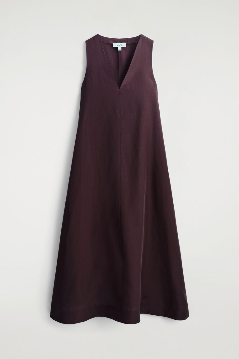 A-LINE LINEN-BLEND MAXI DRESS