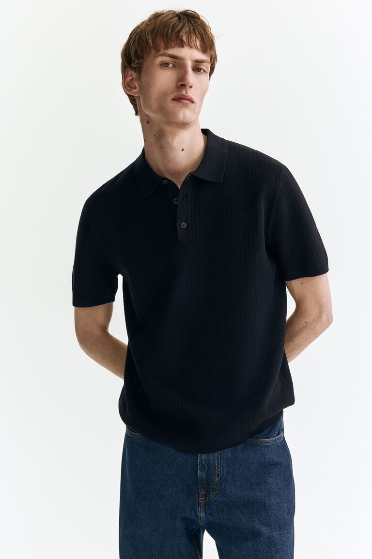 Regular Fit Textured-knit polo shirt