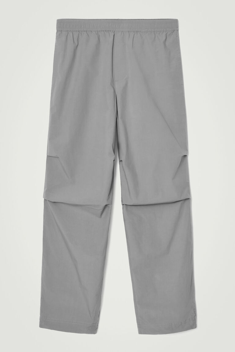 ELASTICATED COTTON WIDE-LEG TROUSERS