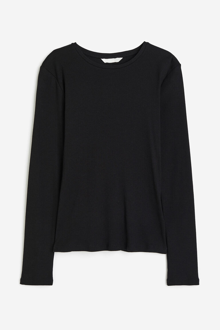 Ribbed long-sleeved top