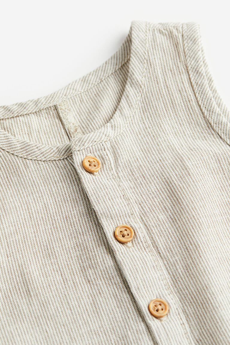 8905 Rose Laser Cut Linen Blend Rompers