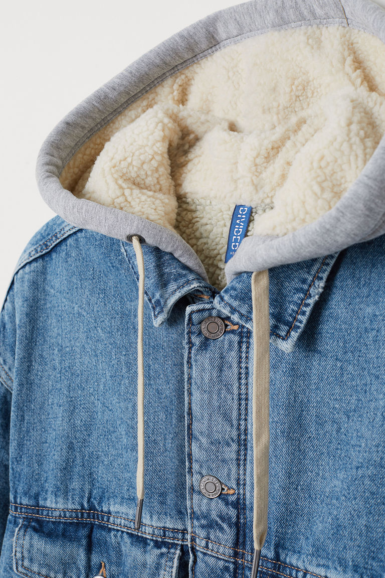 Pile-lined denim jacket