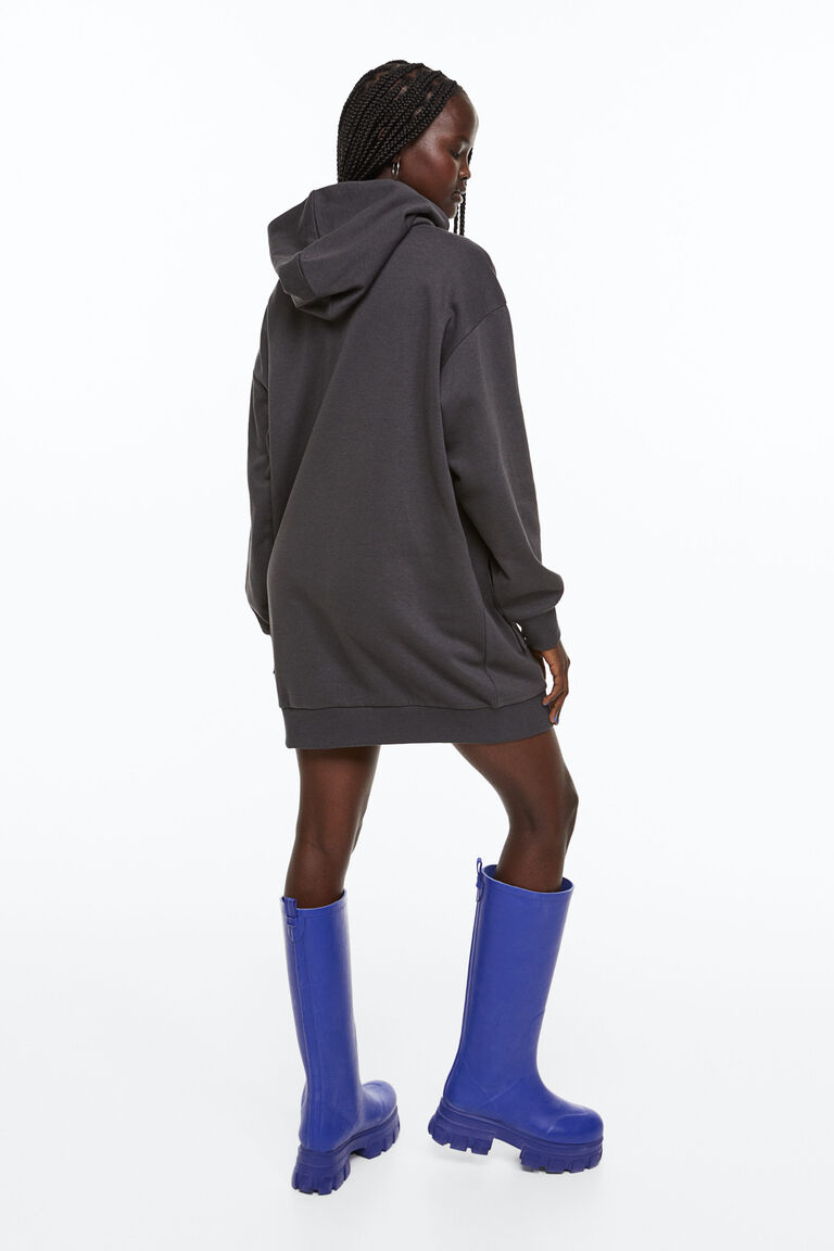 HASASERIES HS1089 Solid Color Hoodie Dress