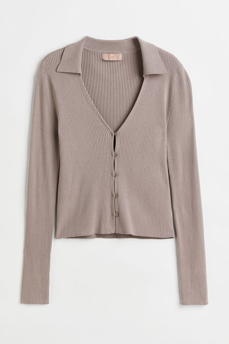 Wide Rib Cropped Knit Cardigan