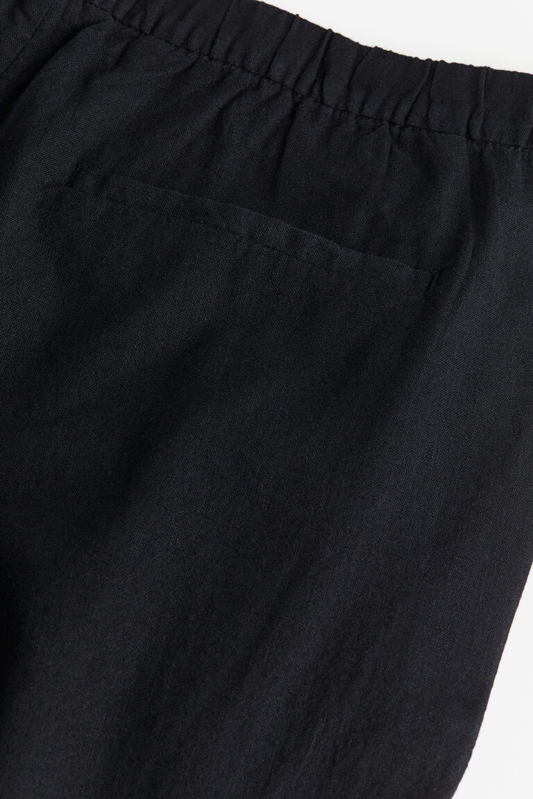 Black Linen Blend Straight Fit Premium Trousers