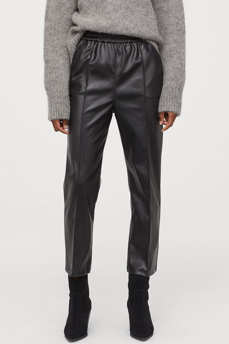 imitation leather trousers h&m