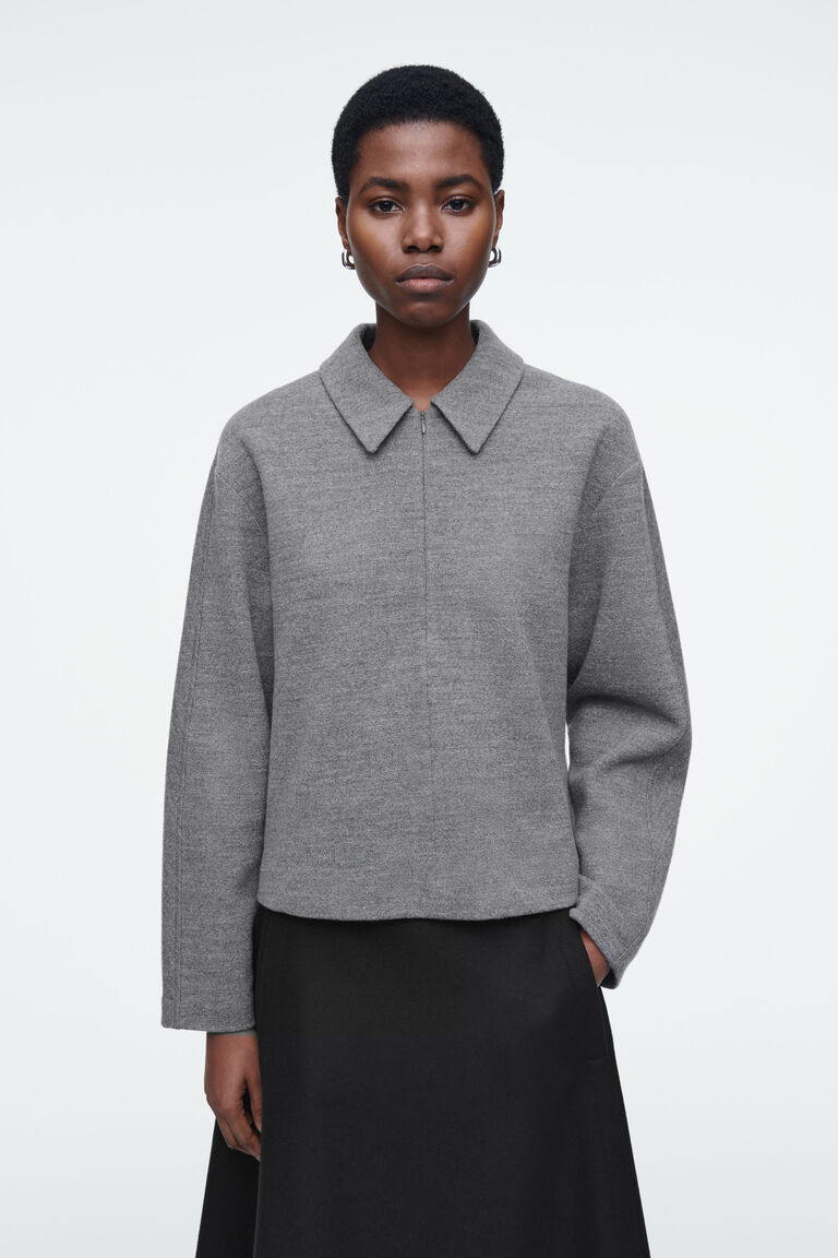 BOILED-WOOL ZIP-UP CARDIGAN