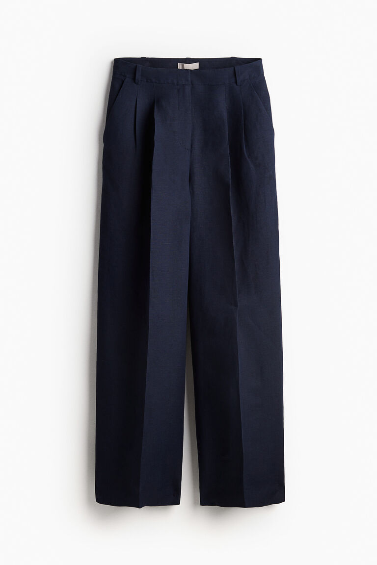 Tailored Linen Side Tab Trouser - Black main image 0