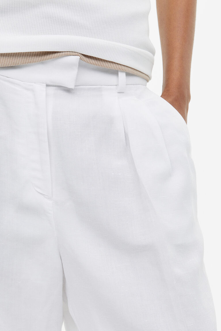 Linen Blend Trousers White