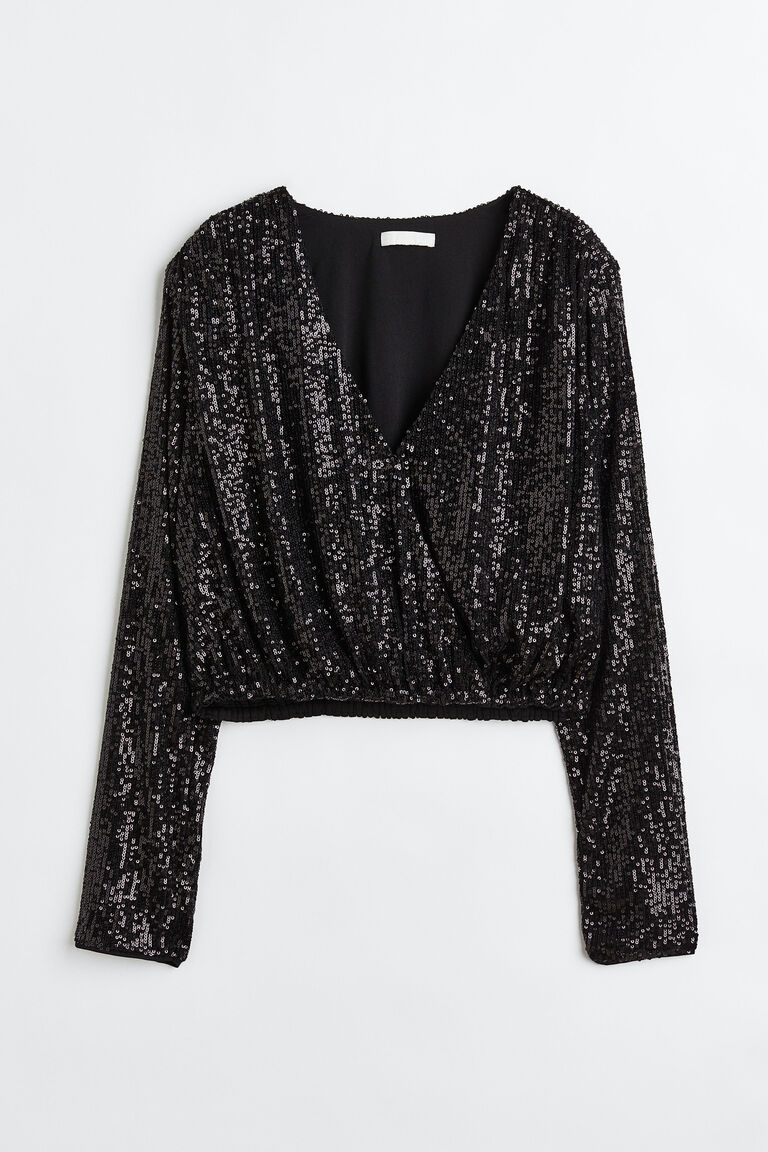 Sequined wrapover blouse