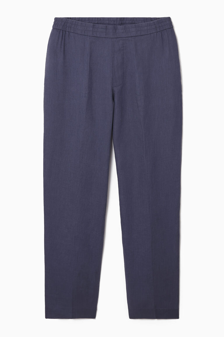 TAPERED LINEN DRAWSTRING TROUSERS