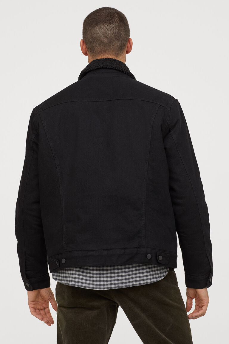 Pile-lined denim jacket