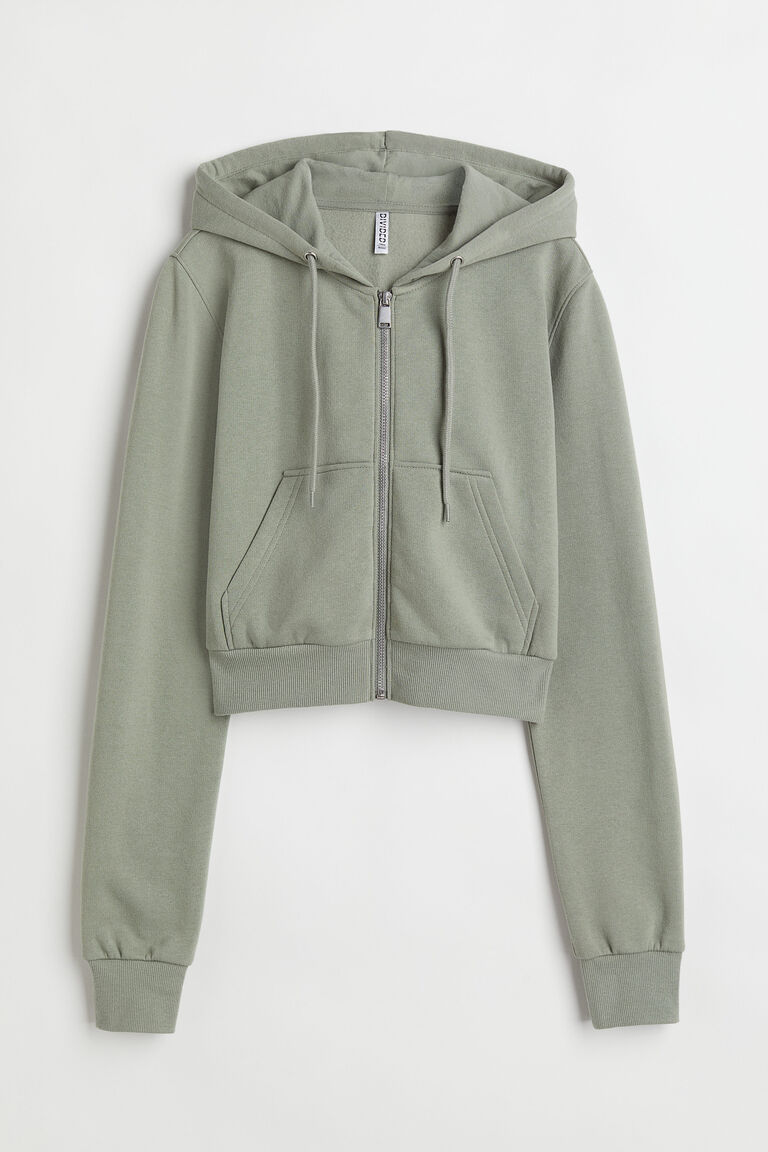 Cropped zip-through hoodie
